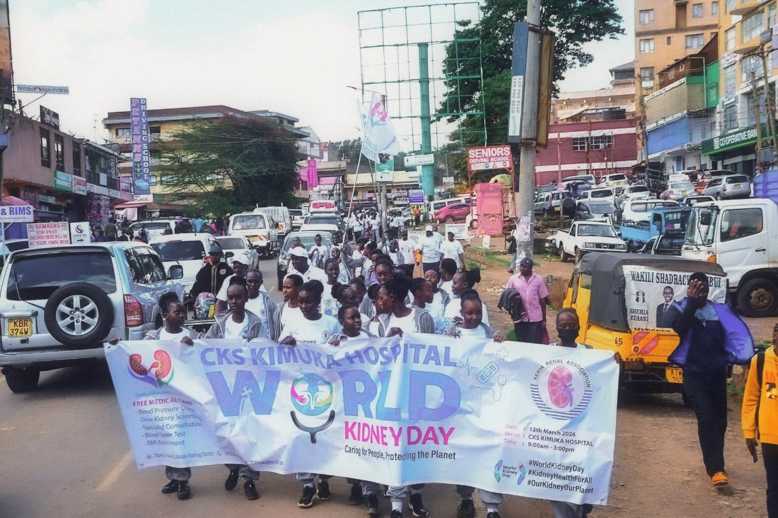 CKS staff marching through Ngong Town on World Kidney Day 2025