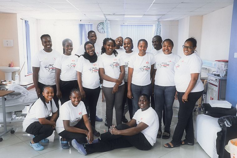The CKS team gathered in the dialysis unit